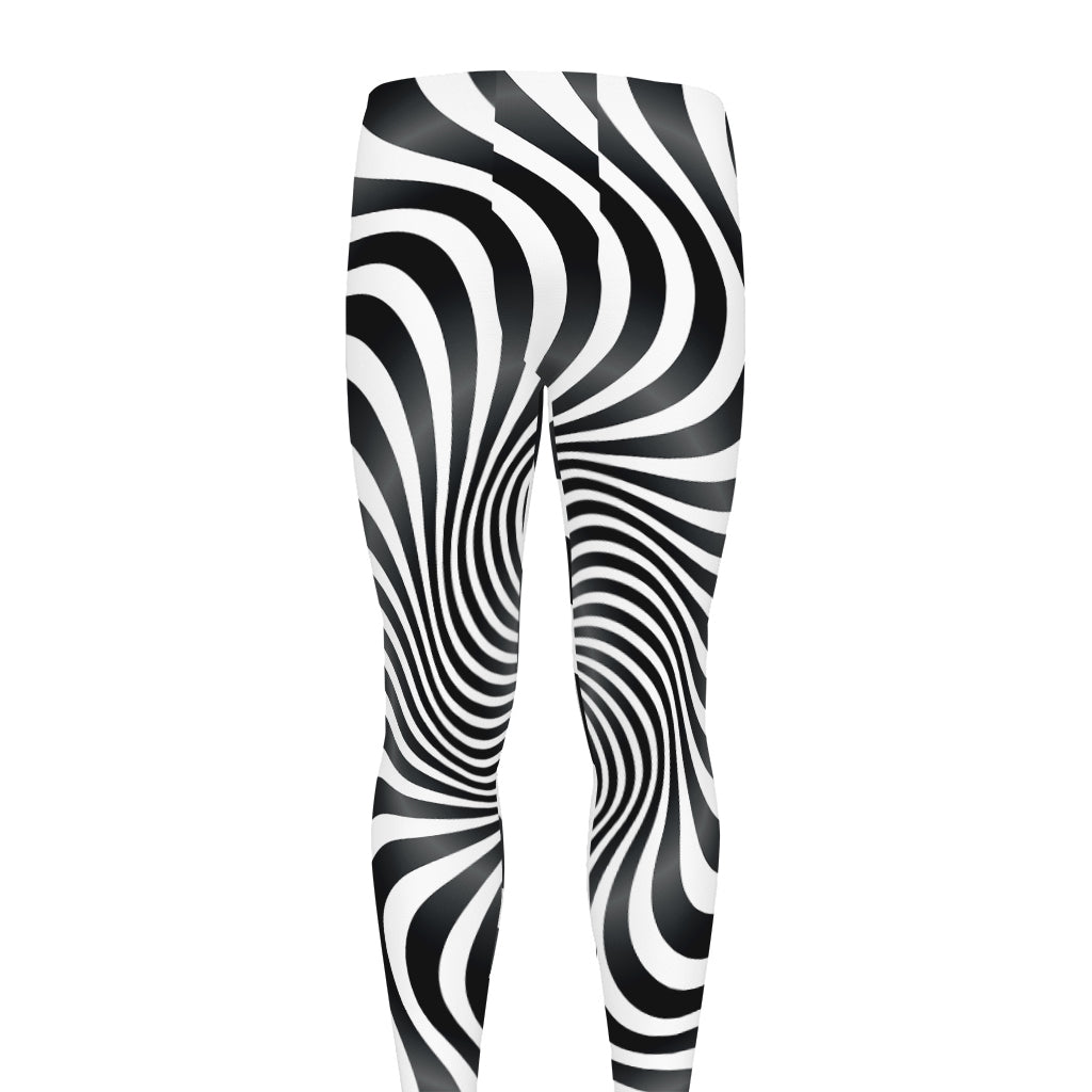 Black And White Illusory Motion Print Men's leggings