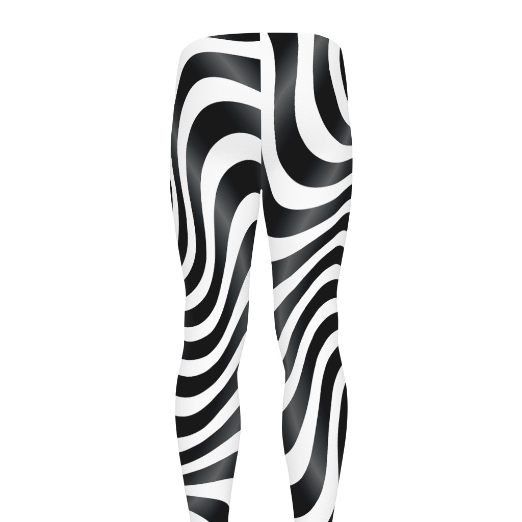 Black And White Illusory Motion Print Men's leggings