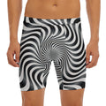 Black And White Illusory Motion Print Men's Long Boxer Briefs