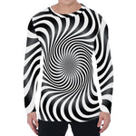 Black And White Illusory Motion Print Men's Long Sleeve T-Shirt