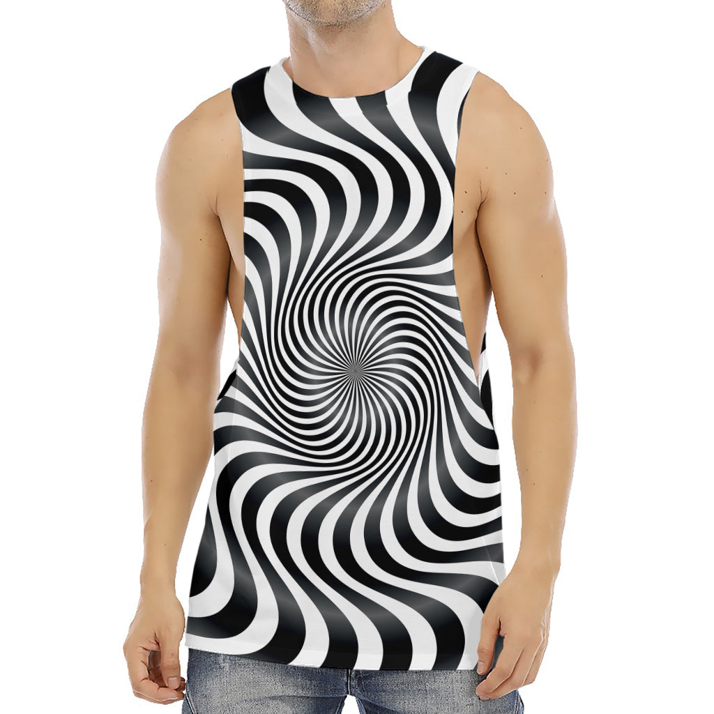 Black And White Illusory Motion Print Men's Muscle Tank Top