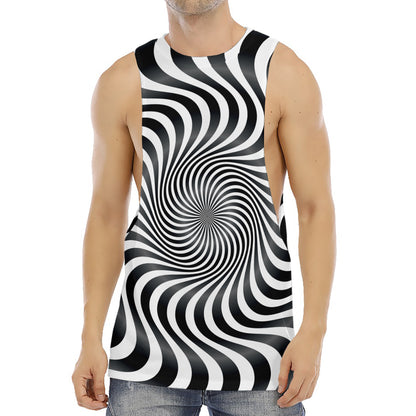 Black And White Illusory Motion Print Men's Muscle Tank Top