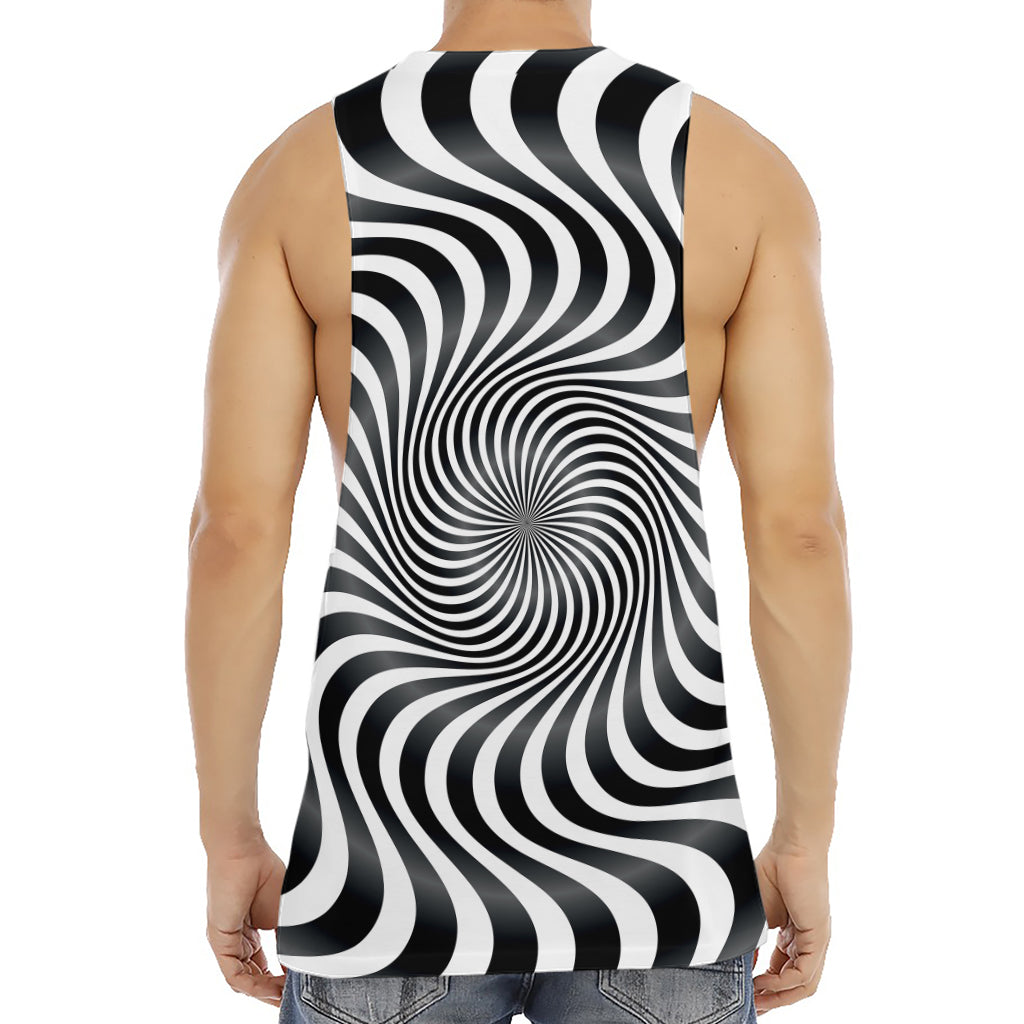 Black And White Illusory Motion Print Men's Muscle Tank Top