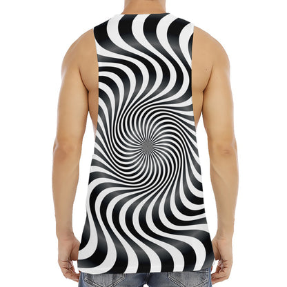 Black And White Illusory Motion Print Men's Muscle Tank Top