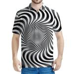 Black And White Illusory Motion Print Men's Polo Shirt