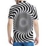 Black And White Illusory Motion Print Men's Polo Shirt