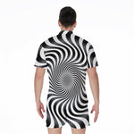 Black And White Illusory Motion Print Men's Rompers