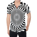 Black And White Illusory Motion Print Men's Shirt