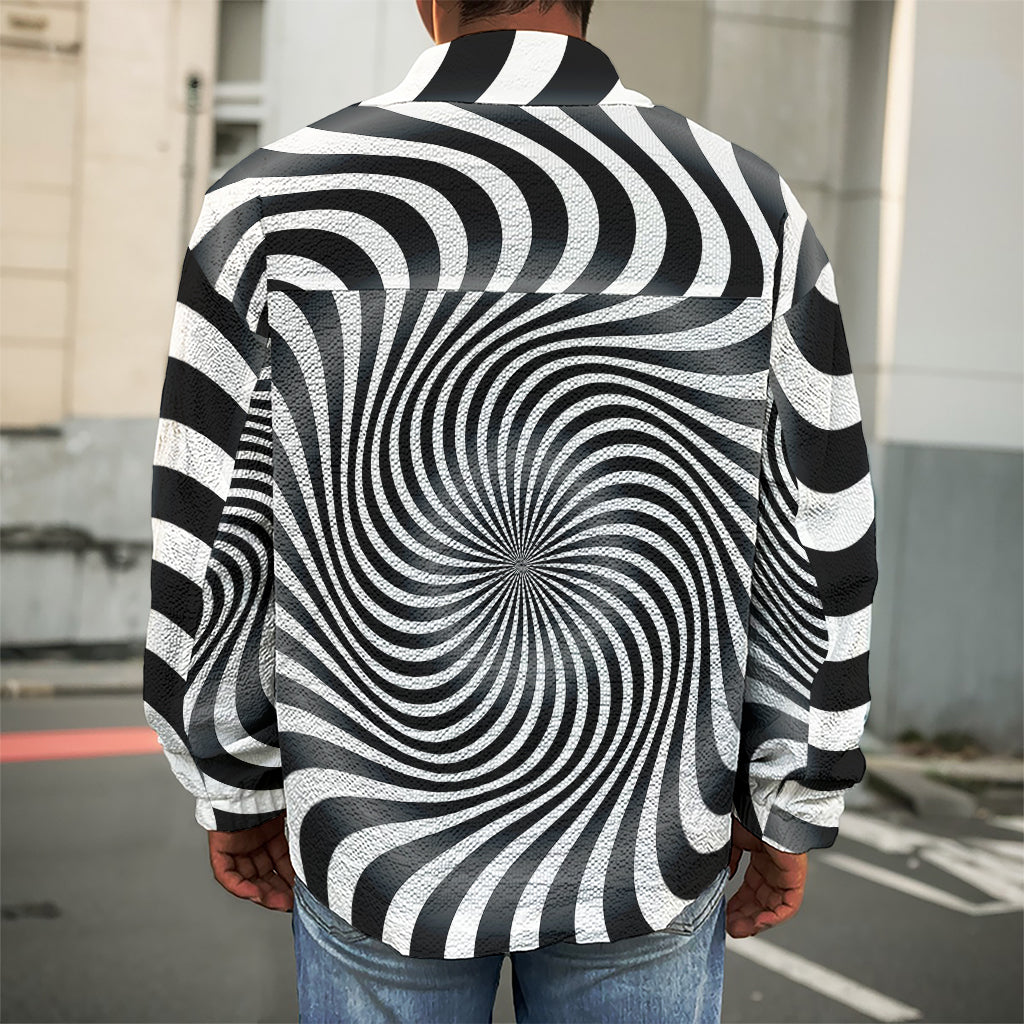 Black And White Illusory Motion Print Men's Shirt Jacket