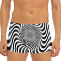 Black And White Illusory Motion Print Men's Short Boxer Briefs