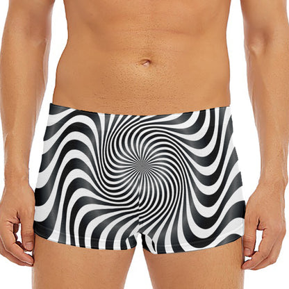 Black And White Illusory Motion Print Men's Short Boxer Briefs