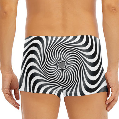 Black And White Illusory Motion Print Men's Short Boxer Briefs