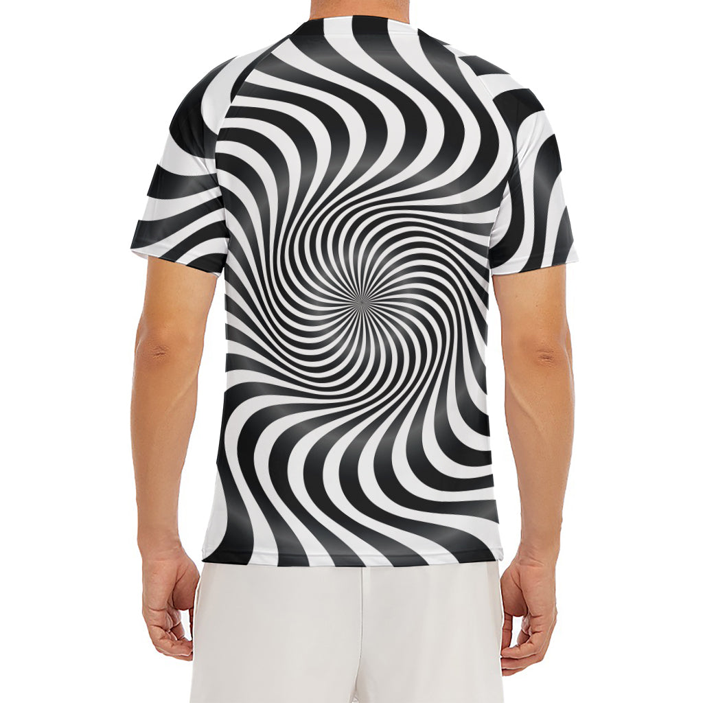 Black And White Illusory Motion Print Men's Short Sleeve Rash Guard