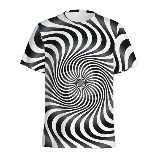 Black And White Illusory Motion Print Men's Sports T-Shirt