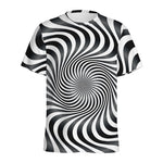 Black And White Illusory Motion Print Men's Sports T-Shirt
