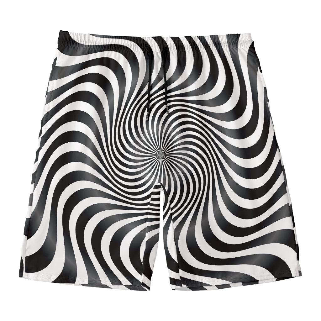 Black And White Illusory Motion Print Men's Swim Trunks