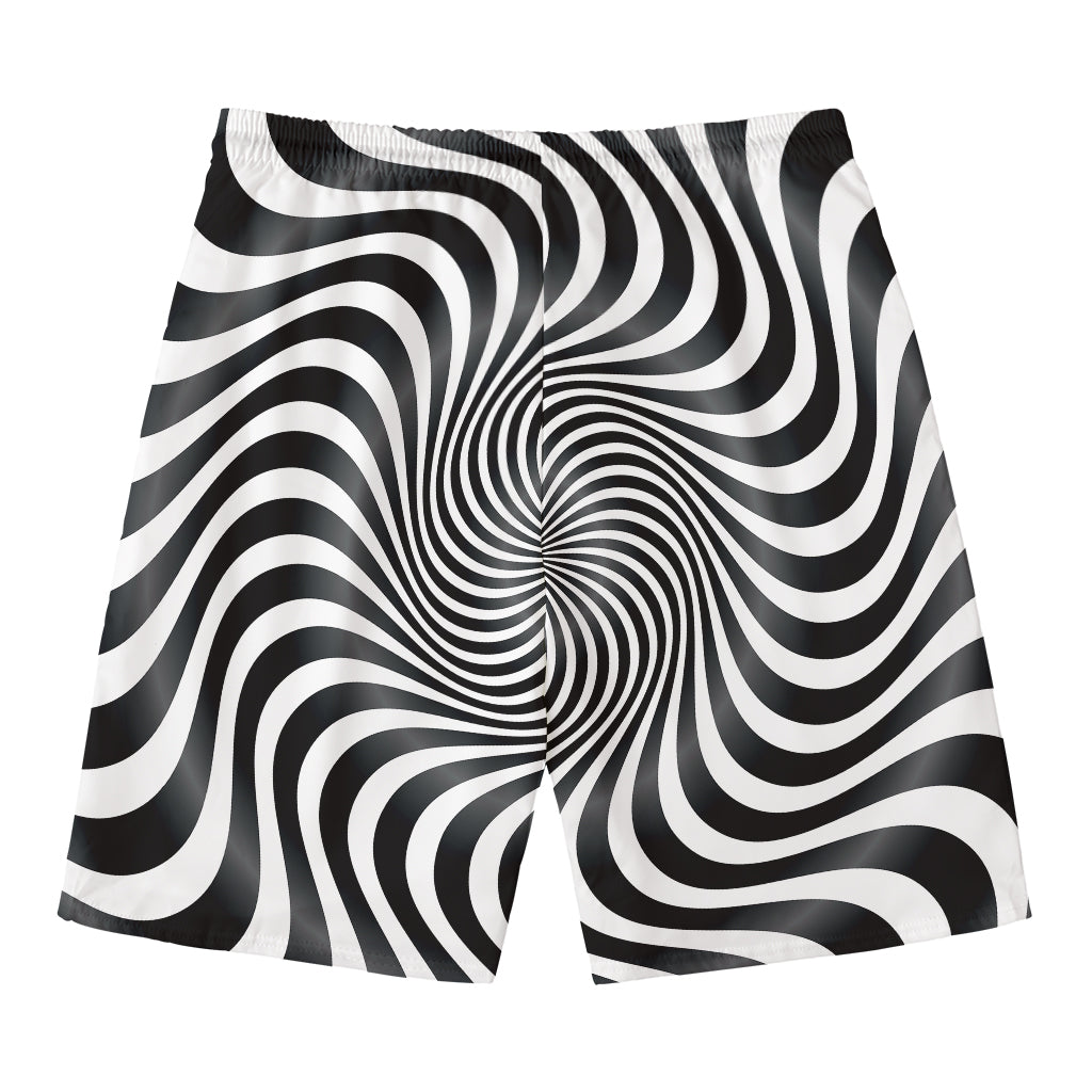 Black And White Illusory Motion Print Men's Swim Trunks
