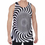Black And White Illusory Motion Print Men's Velvet Tank Top