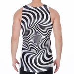 Black And White Illusory Motion Print Men's Velvet Tank Top