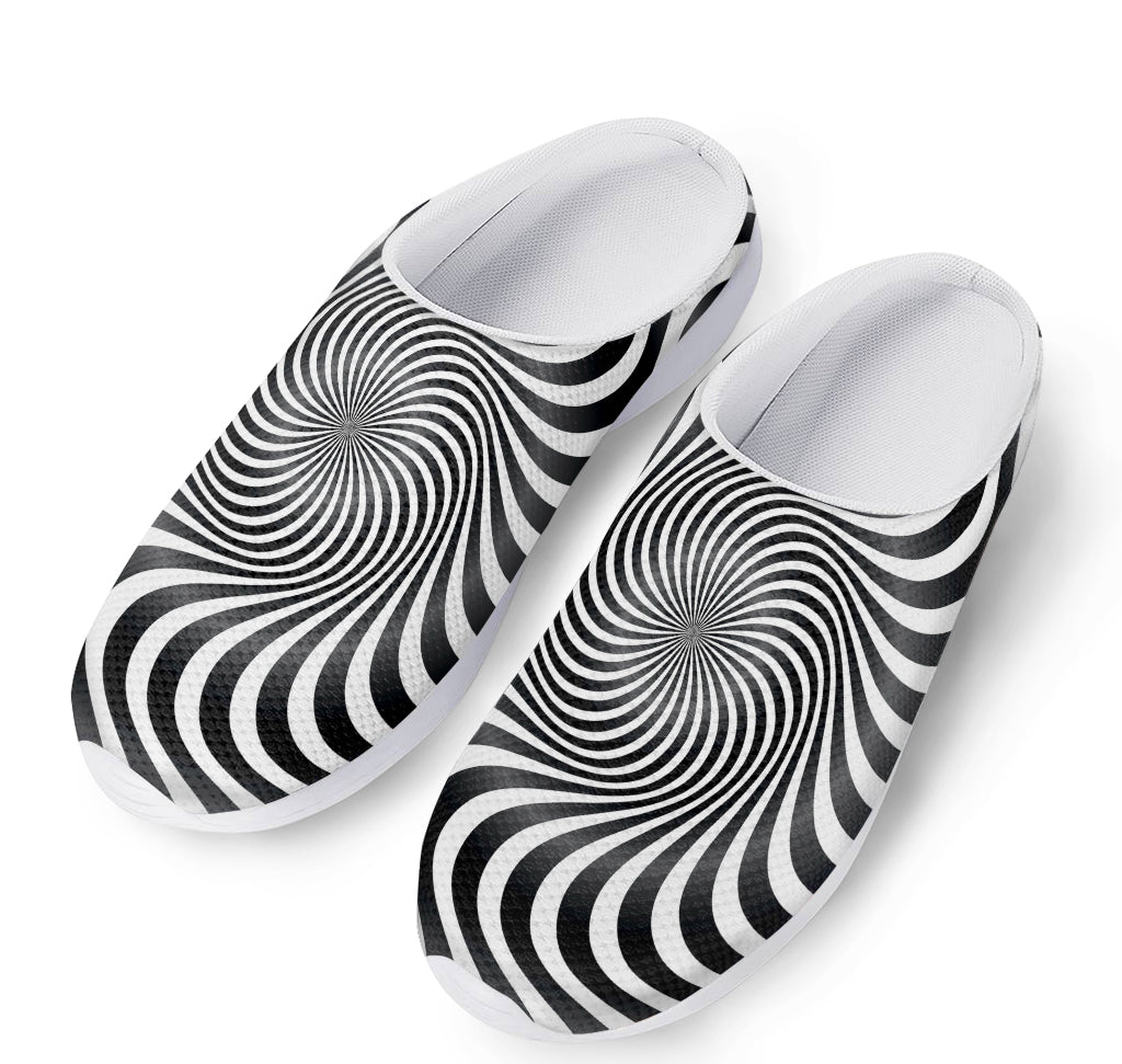 Black And White Illusory Motion Print Mesh Casual Shoes
