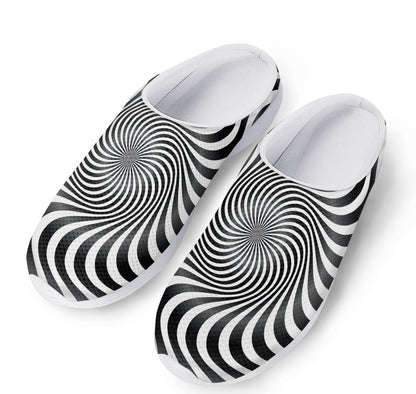 Black And White Illusory Motion Print Mesh Casual Shoes