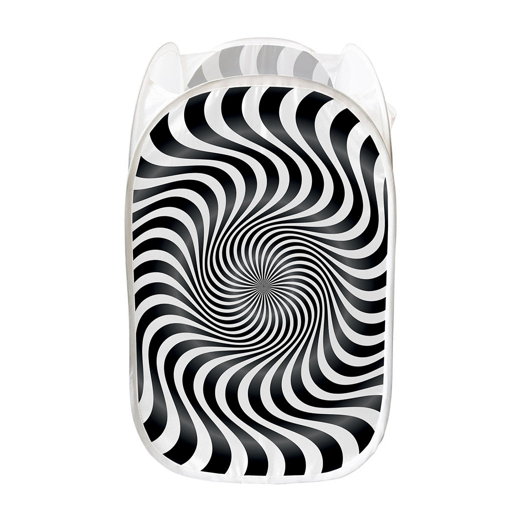 Black And White Illusory Motion Print Mesh Laundry Hamper