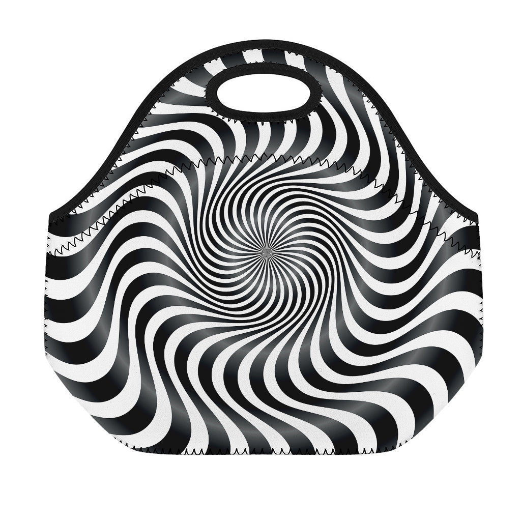Black And White Illusory Motion Print Neoprene Lunch Bag