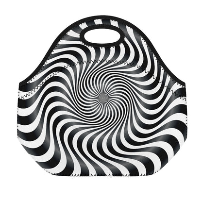 Black And White Illusory Motion Print Neoprene Lunch Bag