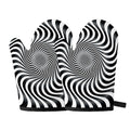 Black And White Illusory Motion Print Oven Mitts
