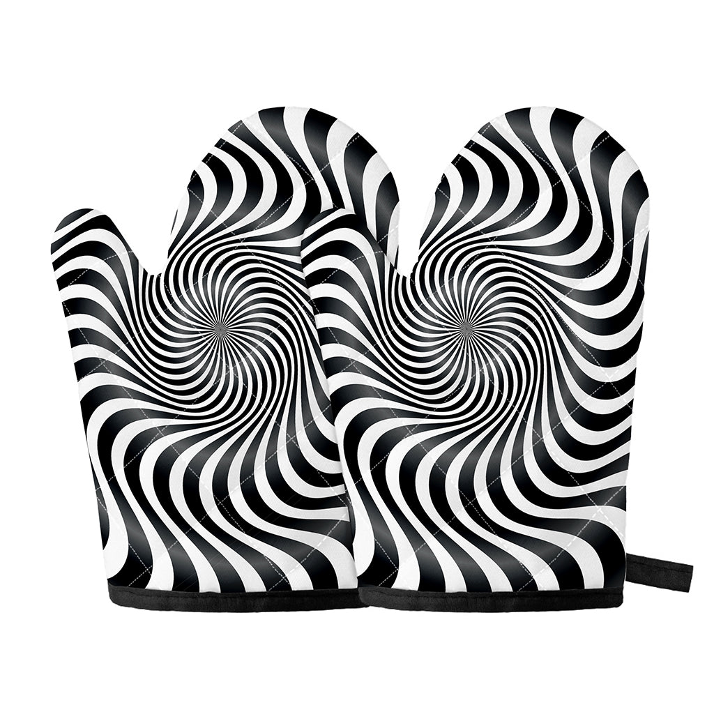 Black And White Illusory Motion Print Oven Mitts