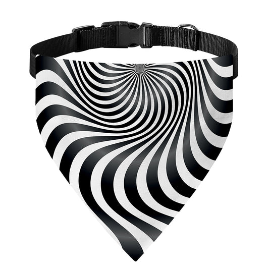 Black And White Illusory Motion Print Over The Collar Dog Bandana