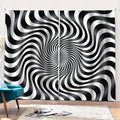 Black And White Illusory Motion Print Pencil Pleat Curtains