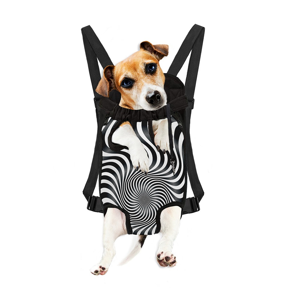 Black And White Illusory Motion Print Pet Carrier Backpack