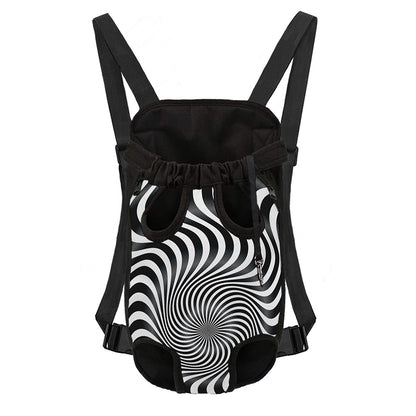 Black And White Illusory Motion Print Pet Carrier Backpack