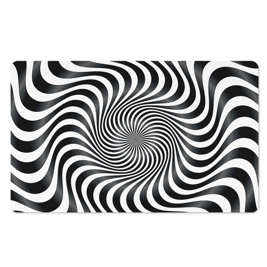 Black And White Illusory Motion Print Polyester Doormat