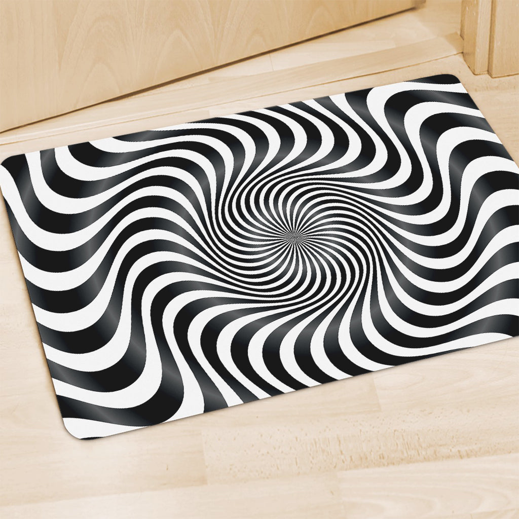Black And White Illusory Motion Print Polyester Doormat
