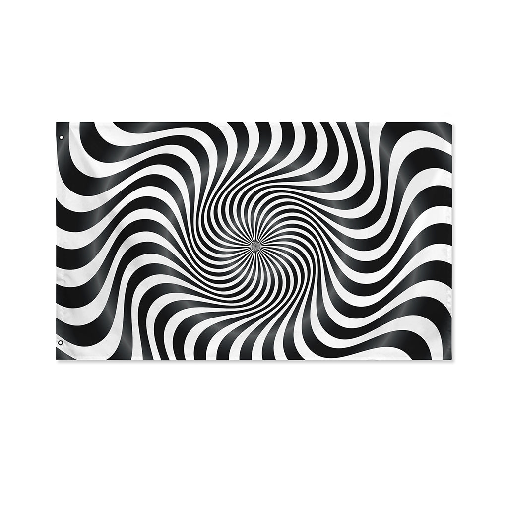 Black And White Illusory Motion Print Polyester Flag