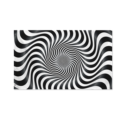 Black And White Illusory Motion Print Polyester Flag