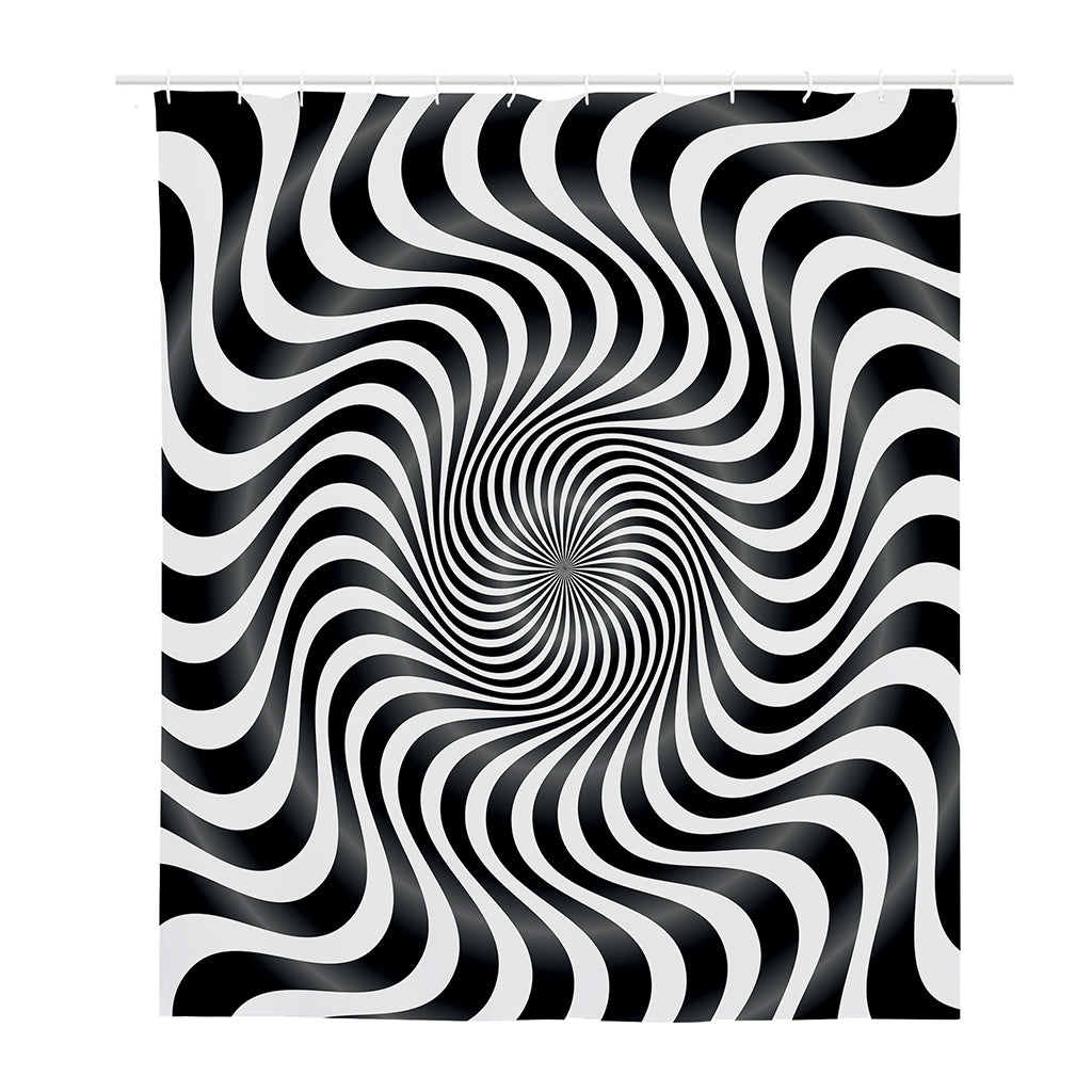 Black And White Illusory Motion Print Polyester Shower Curtain