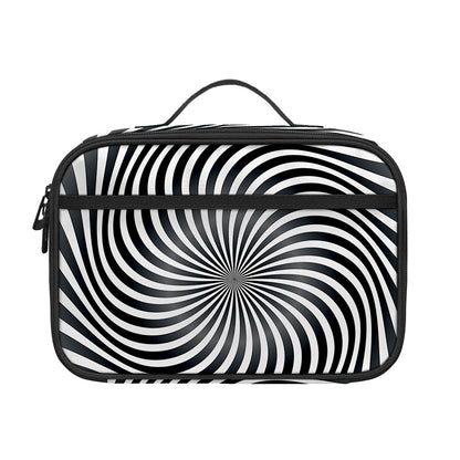 Black And White Illusory Motion Print Portable Lunch Bag