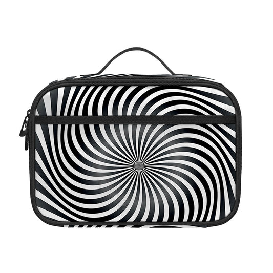 Black And White Illusory Motion Print Portable Lunch Bag