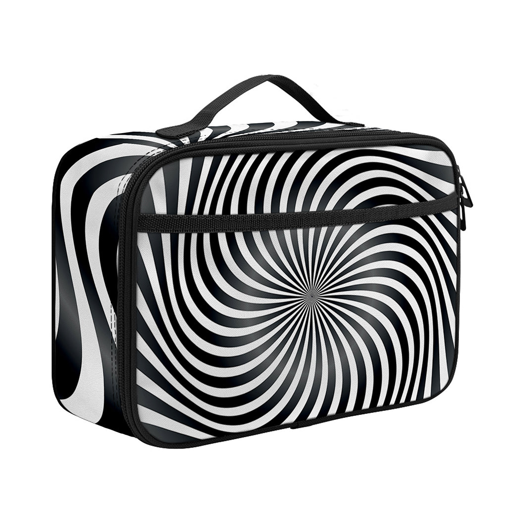 Black And White Illusory Motion Print Portable Lunch Bag