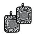 Black And White Illusory Motion Print Pot Holders