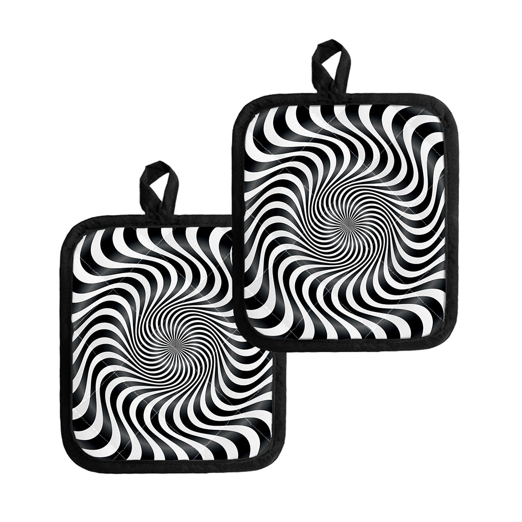 Black And White Illusory Motion Print Pot Holders