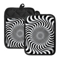 Black And White Illusory Motion Print Pot Holders With Pocket