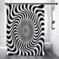 Black And White Illusory Motion Print Premium Shower Curtain