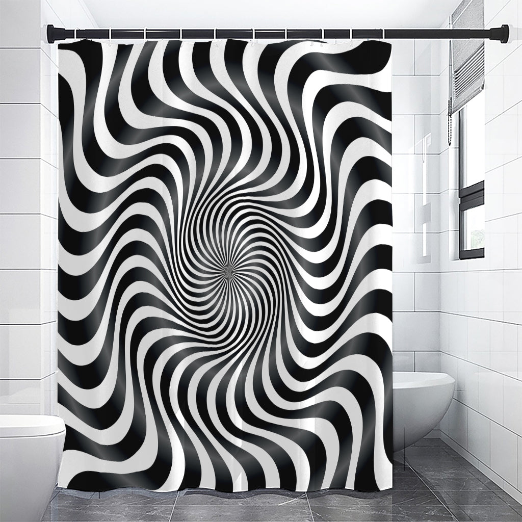 Black And White Illusory Motion Print Premium Shower Curtain