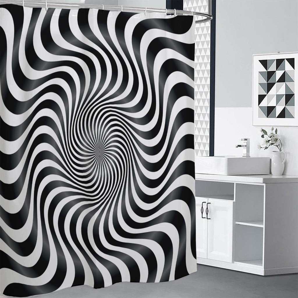 Black And White Illusory Motion Print Premium Shower Curtain