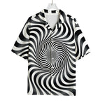Black And White Illusory Motion Print Rayon Hawaiian Shirt