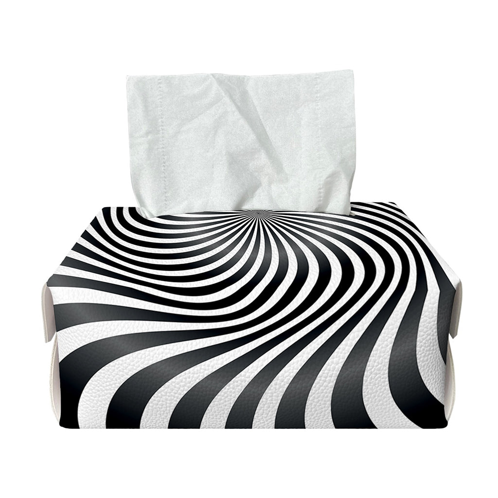 Black And White Illusory Motion Print Rectangle Tissue Box Cover